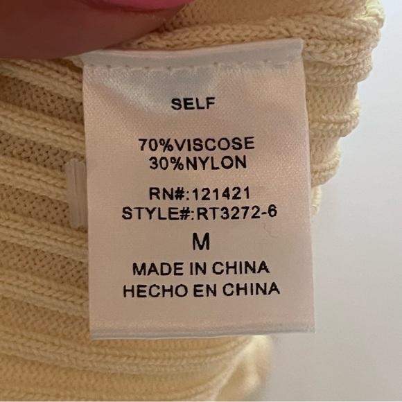 Nyland Shirt Womens Medium Sleeveless Ribbed Fitted Top Stretch Neutral Cream - Picture 4 of 10